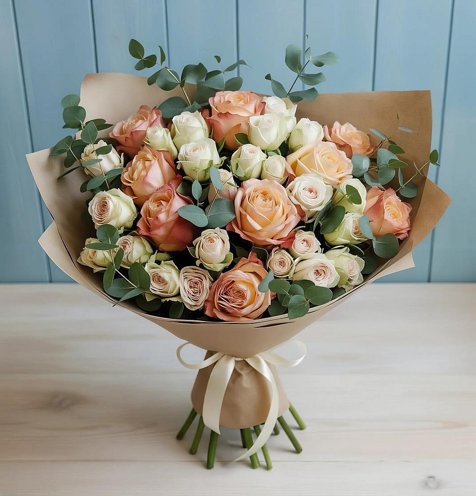 Букет цветов из: Альстромерии и Розы в Лебедяни