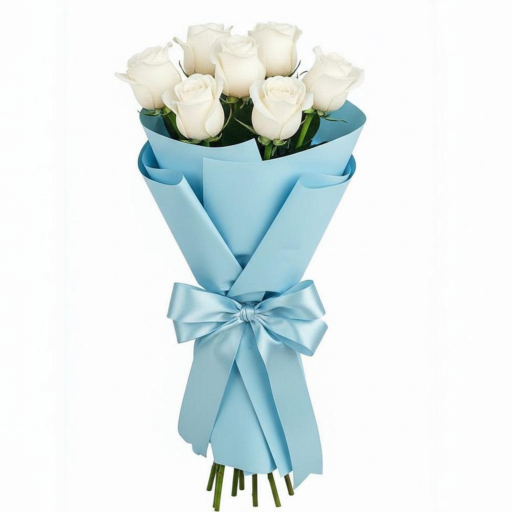 Букет 7 белых роз Проуд в Лебедяни