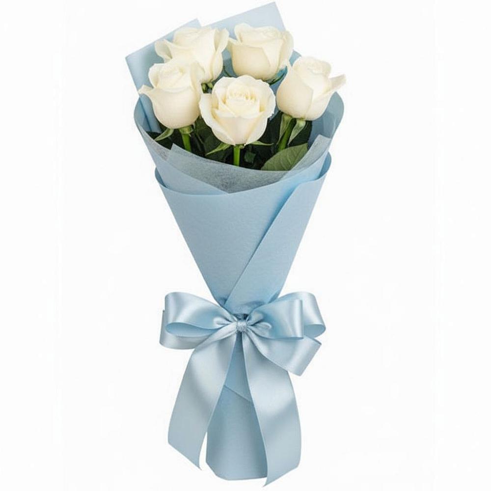 Букет 5 Белых роз Проуд в Лебедяни