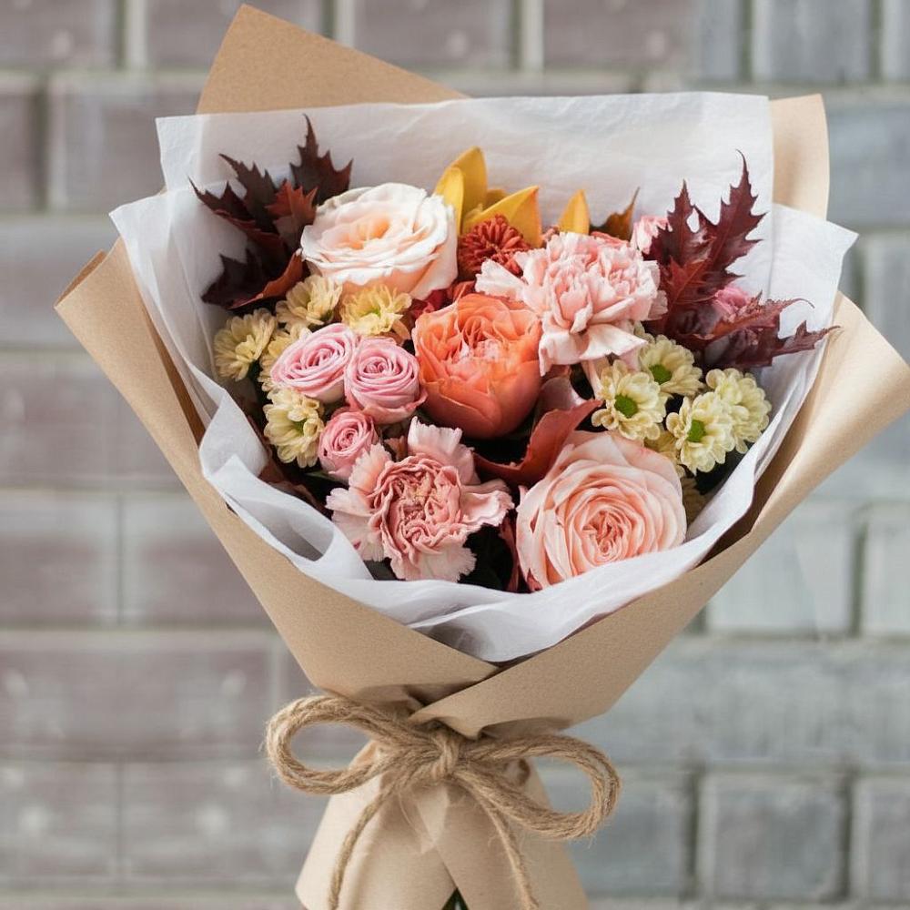 Букет цветов из: Гвоздики, Хризантемы и Розы в Лебедяни