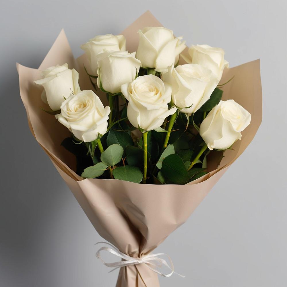 Букет 9 Белых роз Эдлесс Лав в Лебедяни