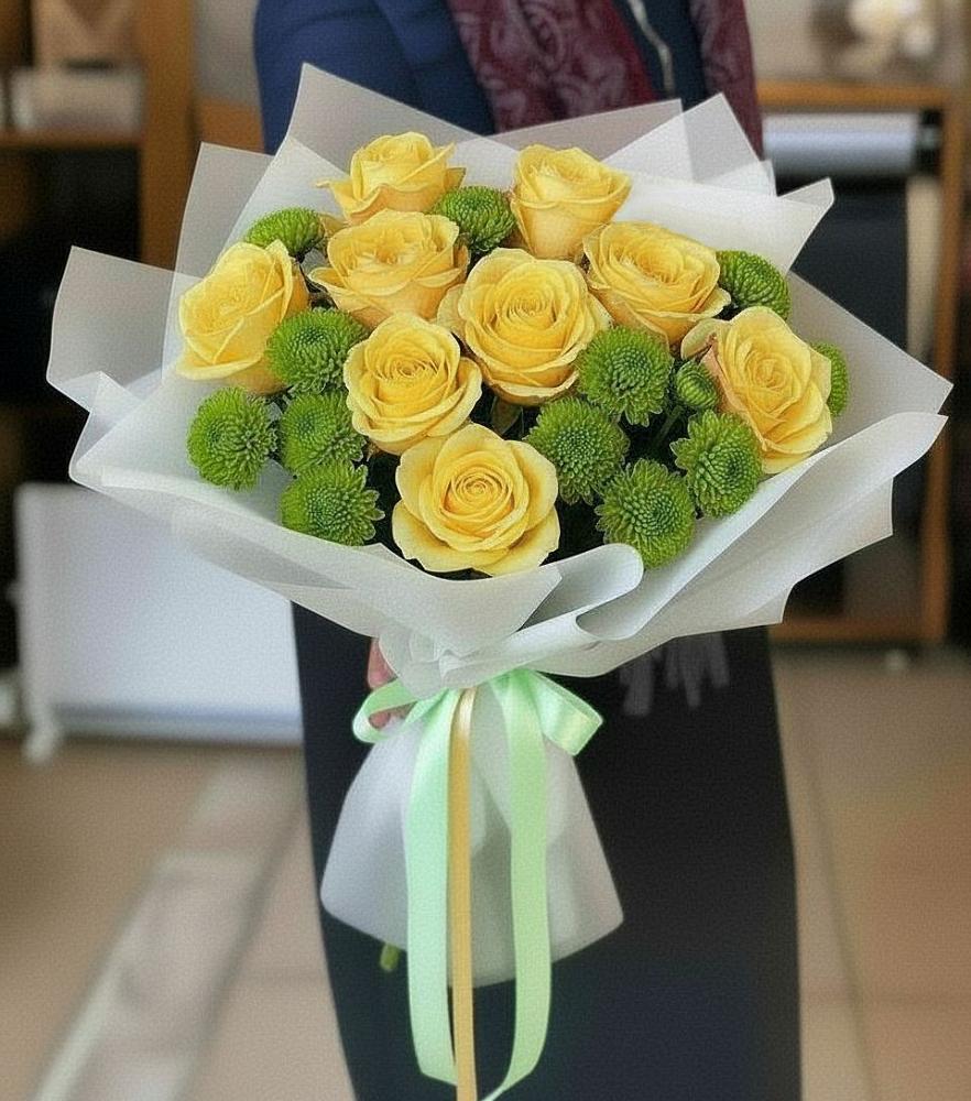 Букет цветов из: Хризантемы и Розы в Лебедяни