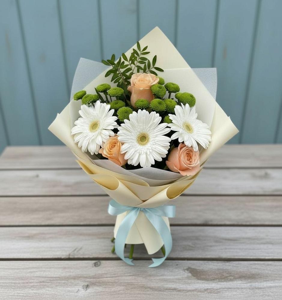 Букет цветов из: Герберы, Розы и Хризантемы в Лебедяни