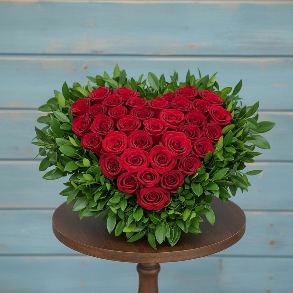 Цветочная композиция из Розы в виде сердца в Лебедяни