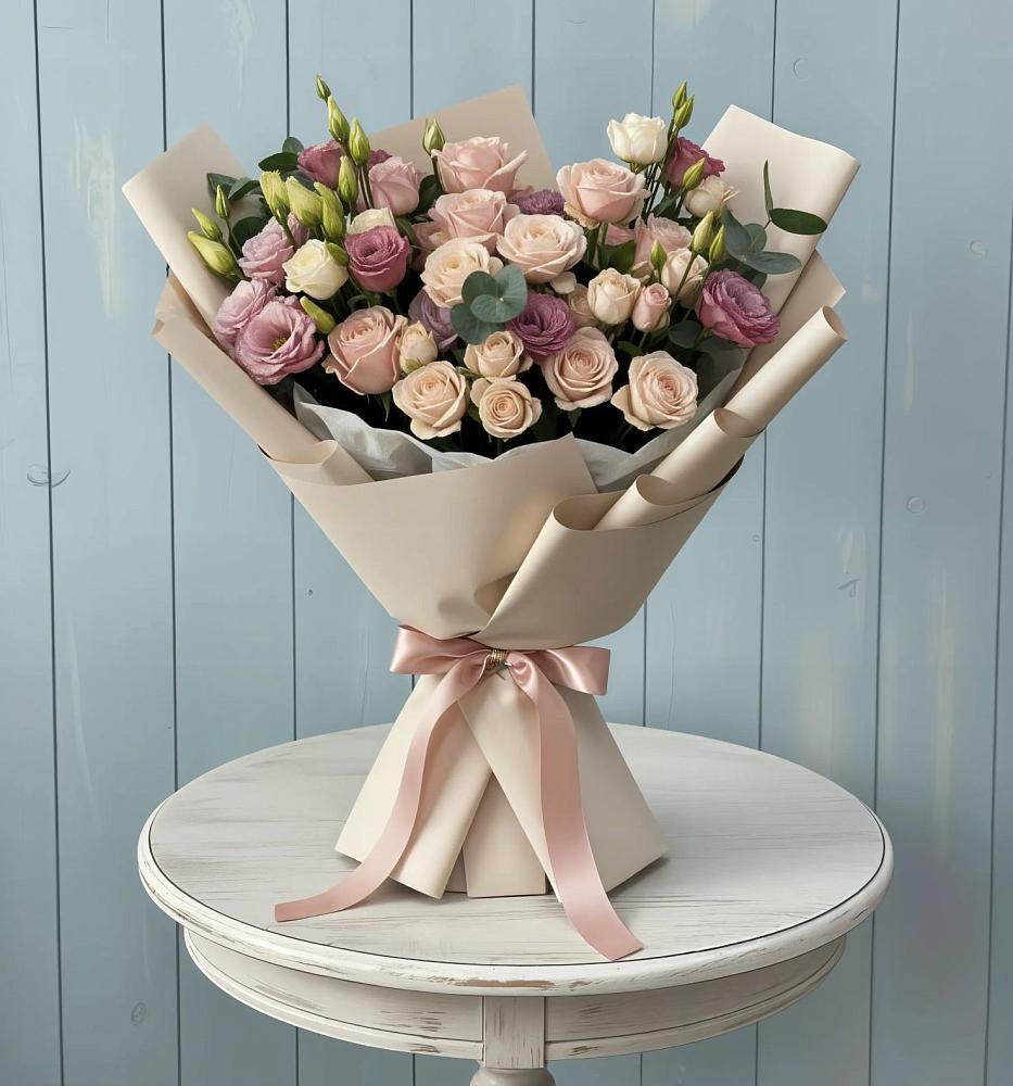 Букет цветов из: Розы и Лизиантусы в Лебедяни