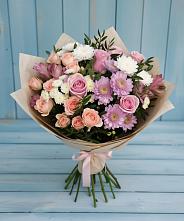 Букет цветов из:  Хризантемы, Розы и Альстромерии в Лебедяни